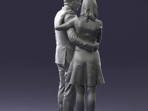 girl in blue dress and man suit 0476 3d print ready 3D Print Model