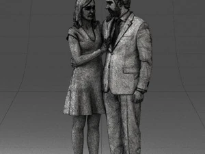 girl in blue dress and man suit 0476 3d print ready 3D Print Model