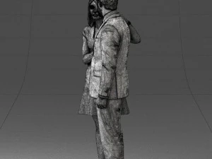 girl in blue dress and man suit 0476 3d print ready 3D Print Model