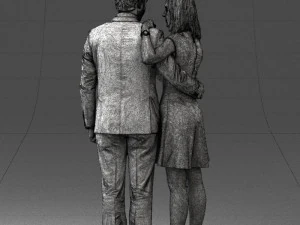 girl in blue dress and man suit 0476 3d print ready 3D Print Model