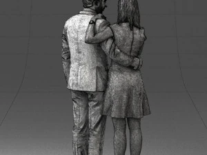 girl in blue dress and man suit 0476 3d print ready 3D Print Model