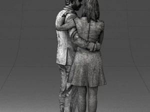 girl in blue dress and man suit 0476 3d print ready 3D Print Model