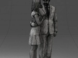 girl in blue dress and man suit 0476 3d print ready 3D Print Model