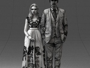 guy and girl in colorful dress 0474 Model 3D