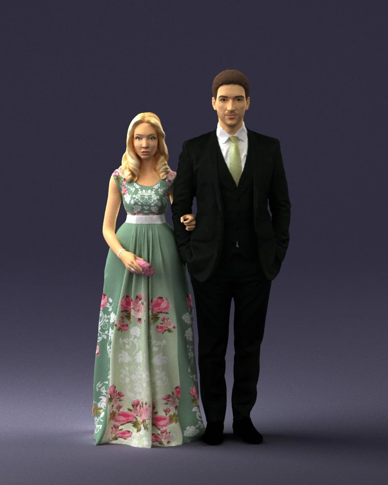 guy and girl in colorful dress 0474 3d print ready 3D Print Model .c4d .max .obj .3ds .fbx .stl .blend