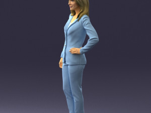 woman in blue suit 0473 Model 3D