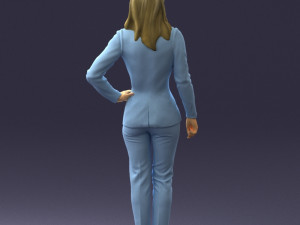 woman in blue suit 0473 Model 3D