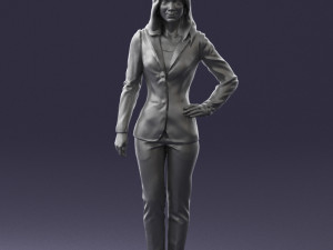 woman in blue suit 0473 Model 3D