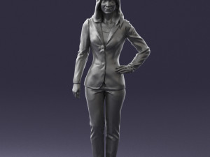 woman in blue suit 0473 Model 3D