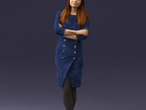 Frau im Jeansrock 0469 3D-Druck bereit 3D Druckmodell