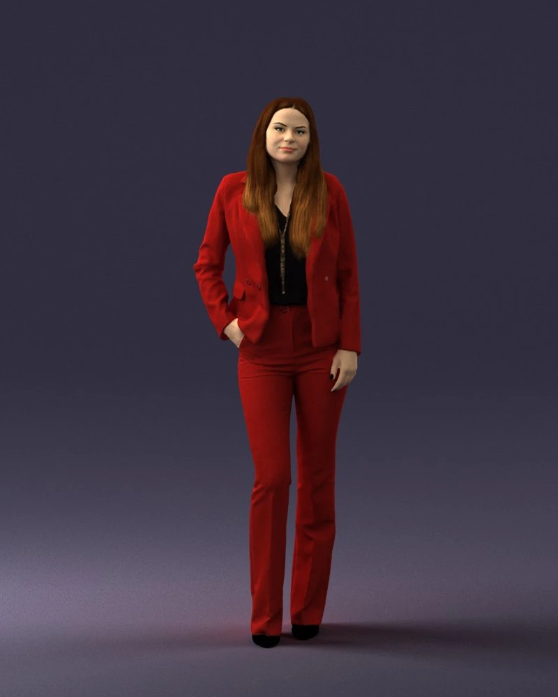 girl in red suit 0468 3D Model .c4d .max .obj .3ds .fbx .stl .blend 