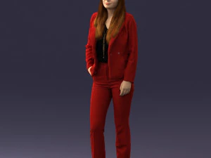 girl in red suit 0468 3D Model