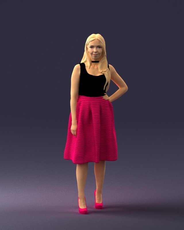 girl in crimson skirt 0466 3d print ready 3D 프린트 모델 .c4d .max .obj .3ds .fbx .stl .blend 