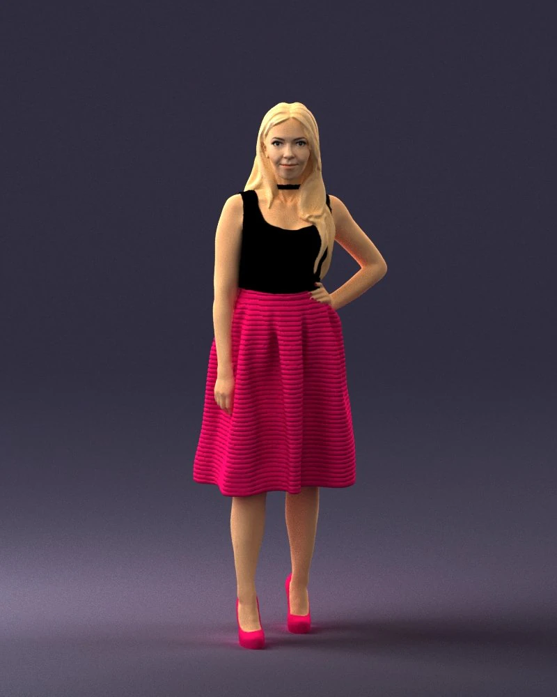 girl in crimson skirt 0466 3d print ready 3D Print Model .c4d .max .obj .3ds .fbx .stl .blend 