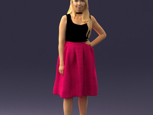 girl in crimson skirt 0466 3d print ready Modèles 3D en vedette