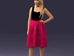 girl in crimson skirt 0466 3d print ready 3D Print Model