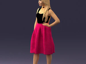 girl in crimson skirt 0466 3d print ready 3D Print Model