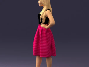 girl in crimson skirt 0466 3d print ready 3D Print Model