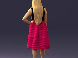 girl in crimson skirt 0466 3d print ready 3D Print Model