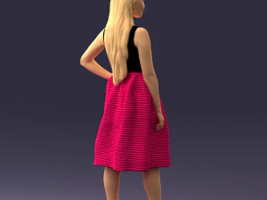 girl in crimson skirt 0466 3d print ready 3D Print Model