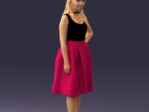 girl in crimson skirt 0466 3d print ready 3D Print Model