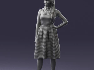 girl in crimson skirt 0466 3d print ready 3D Print Model