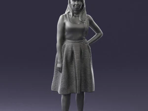 girl in crimson skirt 0466 3d print ready 3D Print Model