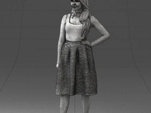 girl in crimson skirt 0466 3d print ready 3D Print Model
