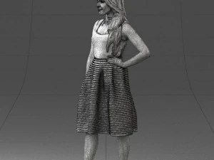 girl in crimson skirt 0466 3d print ready 3D Print Model