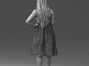 girl in crimson skirt 0466 3d print ready 3D Print Model