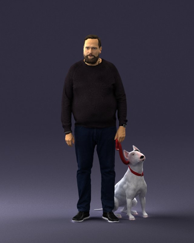 man with dog 0465 3d print ready 3D Print Model .c4d .max .obj .3ds .fbx .stl .blend 