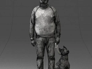 man with dog 0465 3d print ready 3D Print Model