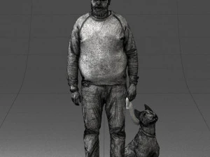 man with dog 0465 3d print ready 3D Print Model