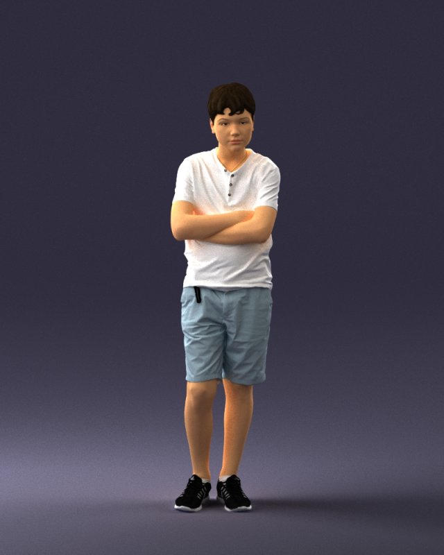 boy in shorts and t-shirt 0463 3d print ready Modèles 3D en vedette .c4d .max .obj .3ds .fbx .stl .blend 