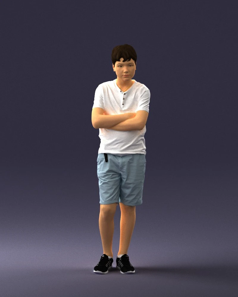 boy in shorts and t-shirt 0463 3d print ready 3D Print Model .c4d .max .obj .3ds .fbx .stl .blend