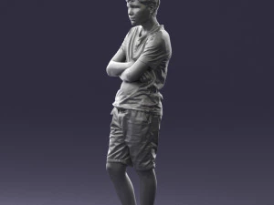 boy in shorts and t-shirt 0463 3d print ready 3D Print Model