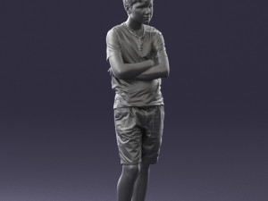 boy in shorts and t-shirt 0463 3d print ready Modèles 3D en vedette