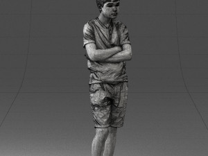 boy in shorts and t-shirt 0463 3d print ready Modèles 3D en vedette