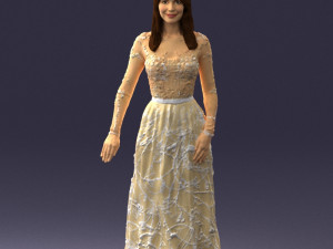 girl in light long dress 0461 3D Model