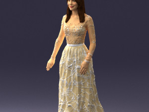 girl in light long dress 0461 3D 模型