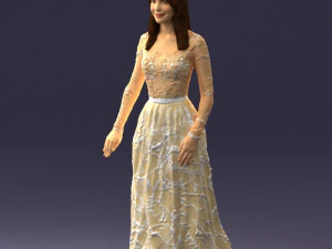 girl in light long dress 0461 3D Model