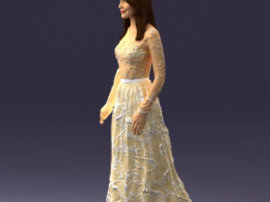 girl in light long dress 0461 3D Model