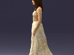 girl in light long dress 0461 3D Model