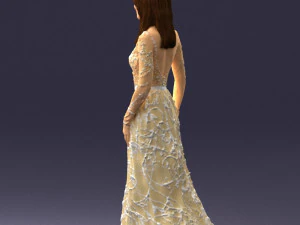 girl in light long dress 0461 3D Model