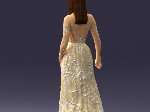 girl in light long dress 0461 3D 模型