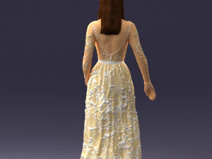girl in light long dress 0461 3D Model