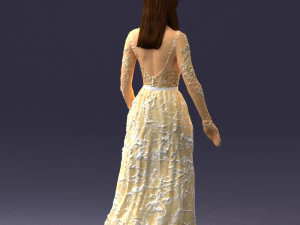 girl in light long dress 0461 3D Model