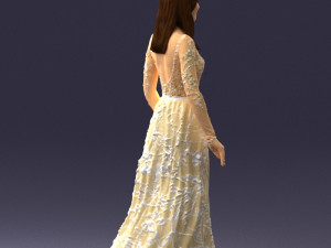 girl in light long dress 0461 3D 模型