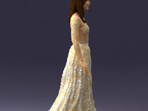 girl in light long dress 0461 3D 模型