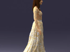 girl in light long dress 0461 3D Model